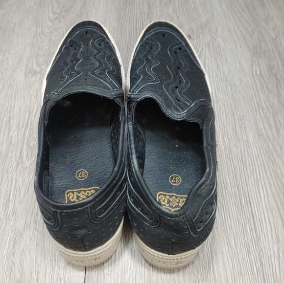 Ash Kingston Leather Platform Slip On Sneaker Black Perforated 37‎ Almond Toe - Picture 7 of 12